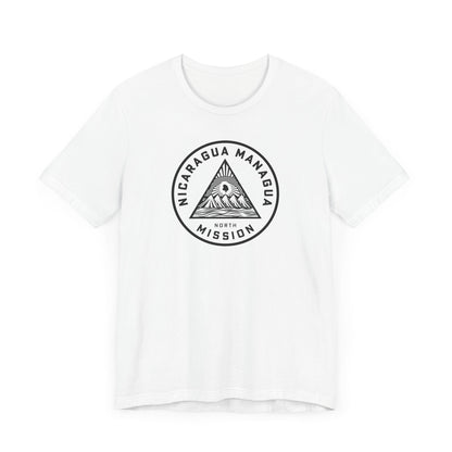 Nicaragua Managua North Mission Circular Monochrome Logo T-Shirt - Latter-Day Saint LDS Missionary Gift - Book of Mormon