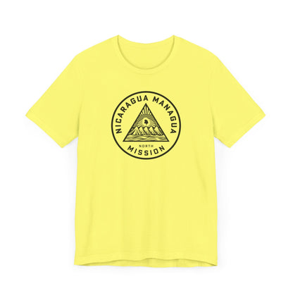 Nicaragua Managua North Mission Circular Monochrome Logo T-Shirt - Latter-Day Saint LDS Missionary Gift - Book of Mormon