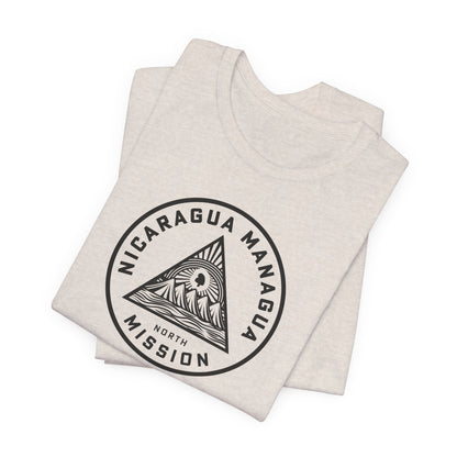 Nicaragua Managua North Mission Circular Monochrome Logo T-Shirt - Latter-Day Saint LDS Missionary Gift - Book of Mormon