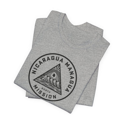 Nicaragua Managua North Mission Circular Monochrome Logo T-Shirt - Latter-Day Saint LDS Missionary Gift - Book of Mormon
