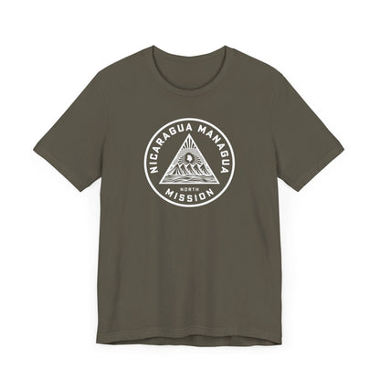 Nicaragua Managua North Mission Circular Monochrome Logo T-Shirt - Latter-Day Saint LDS Missionary Gift - Book of Mormon