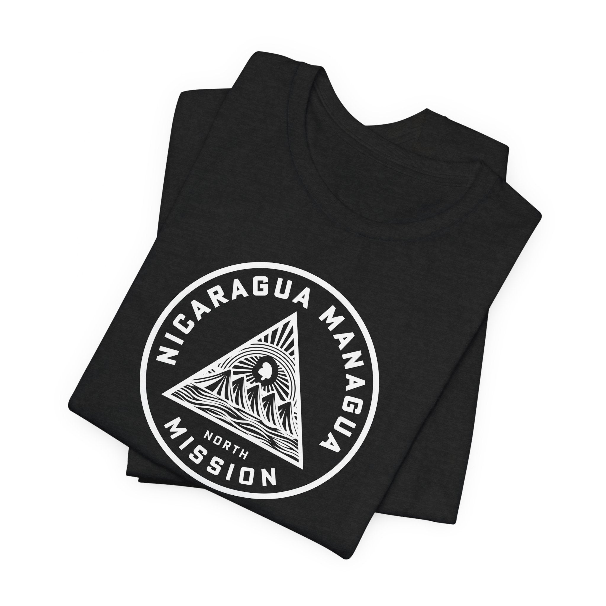 Nicaragua Managua North Mission Circular Monochrome Logo T-Shirt - Latter-Day Saint LDS Missionary Gift - Book of Mormon