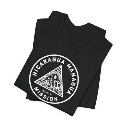 Nicaragua Managua North Mission Circular Monochrome Logo T-Shirt - Latter-Day Saint LDS Missionary Gift - Book of Mormon
