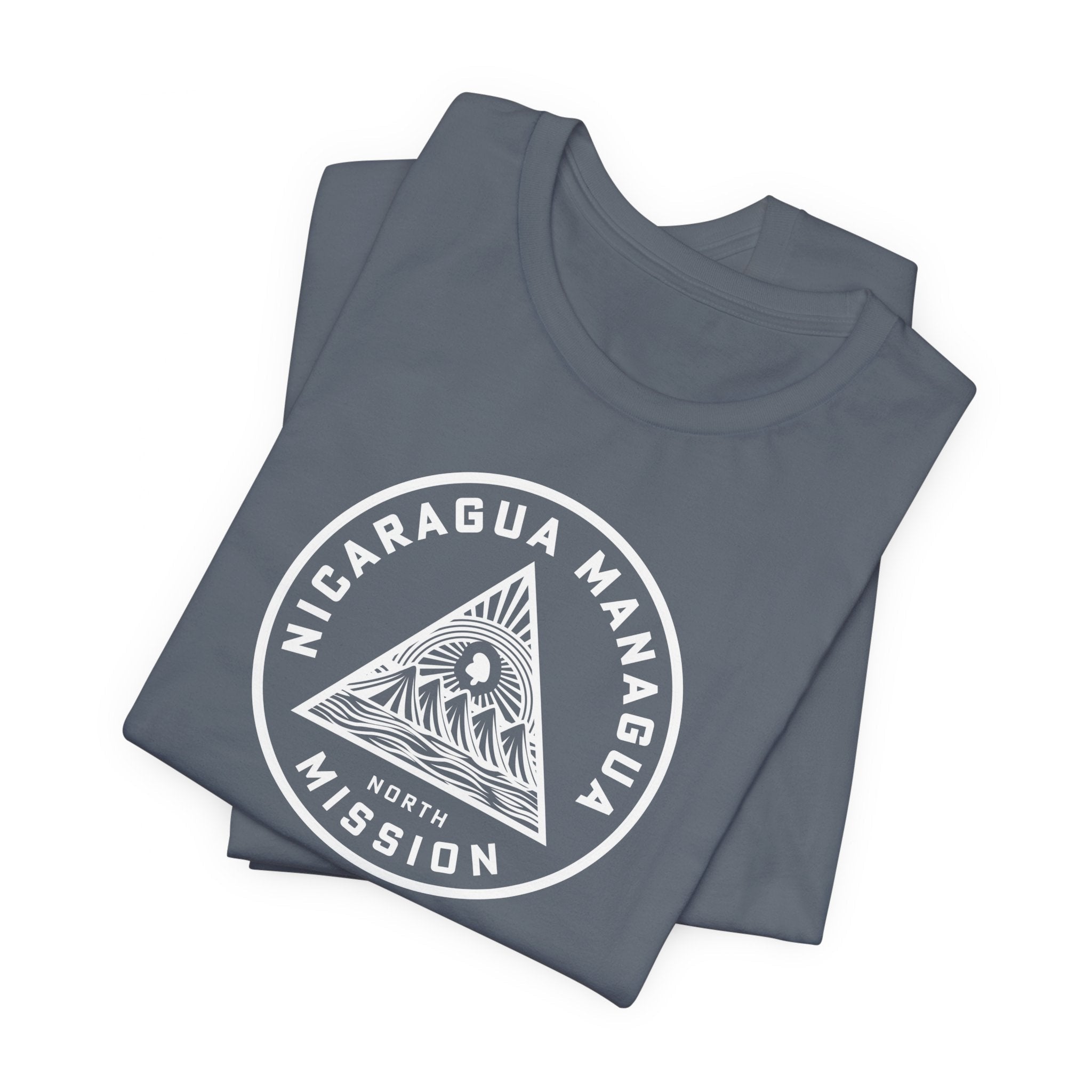 Nicaragua Managua North Mission Circular Monochrome Logo T-Shirt - Latter-Day Saint LDS Missionary Gift - Book of Mormon