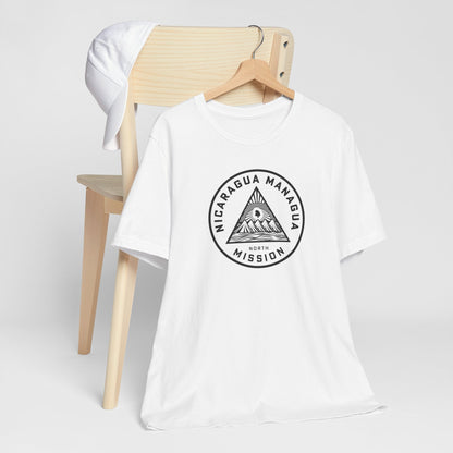 Nicaragua Managua North Mission Circular Monochrome Logo T-Shirt - Latter-Day Saint LDS Missionary Gift - Book of Mormon