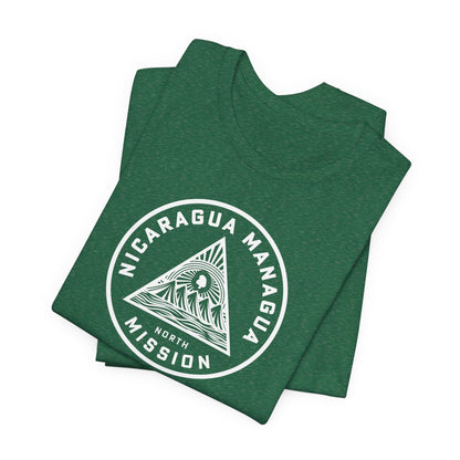 Nicaragua Managua North Mission Circular Monochrome Logo T-Shirt - Latter-Day Saint LDS Missionary Gift - Book of Mormon