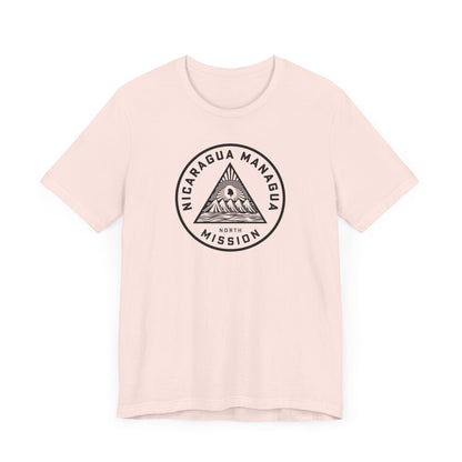 Nicaragua Managua North Mission Circular Monochrome Logo T-Shirt - Latter-Day Saint LDS Missionary Gift - Book of Mormon