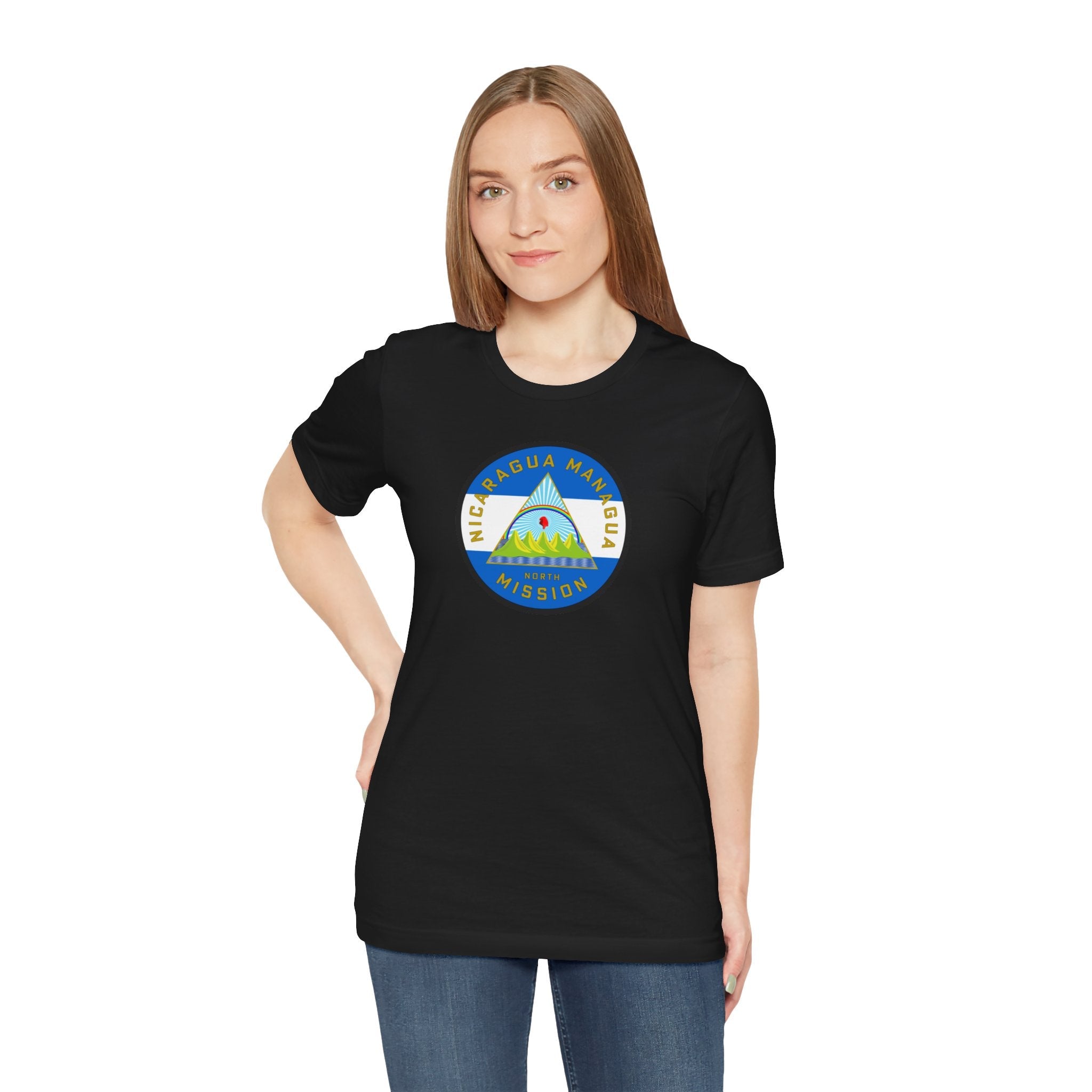 Nicaragua Managua North Mission Flag Logo (White Border) T-shirt - Mission Wishlist - LDS Missionary Gift Store
