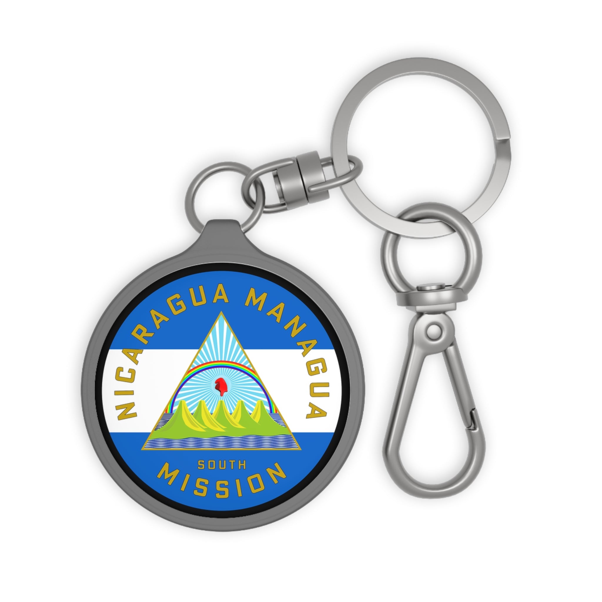 Nicaragua Managua South Mission Circle Flag Key Tag - Latter-Day Saint LDS Missionary Gift - Book of Mormon