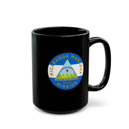 Nicaragua Managua South Mission Circular Flag Black Ceramic Mug - Latter-Day Saint LDS Missionary Gift - Book of Mormon