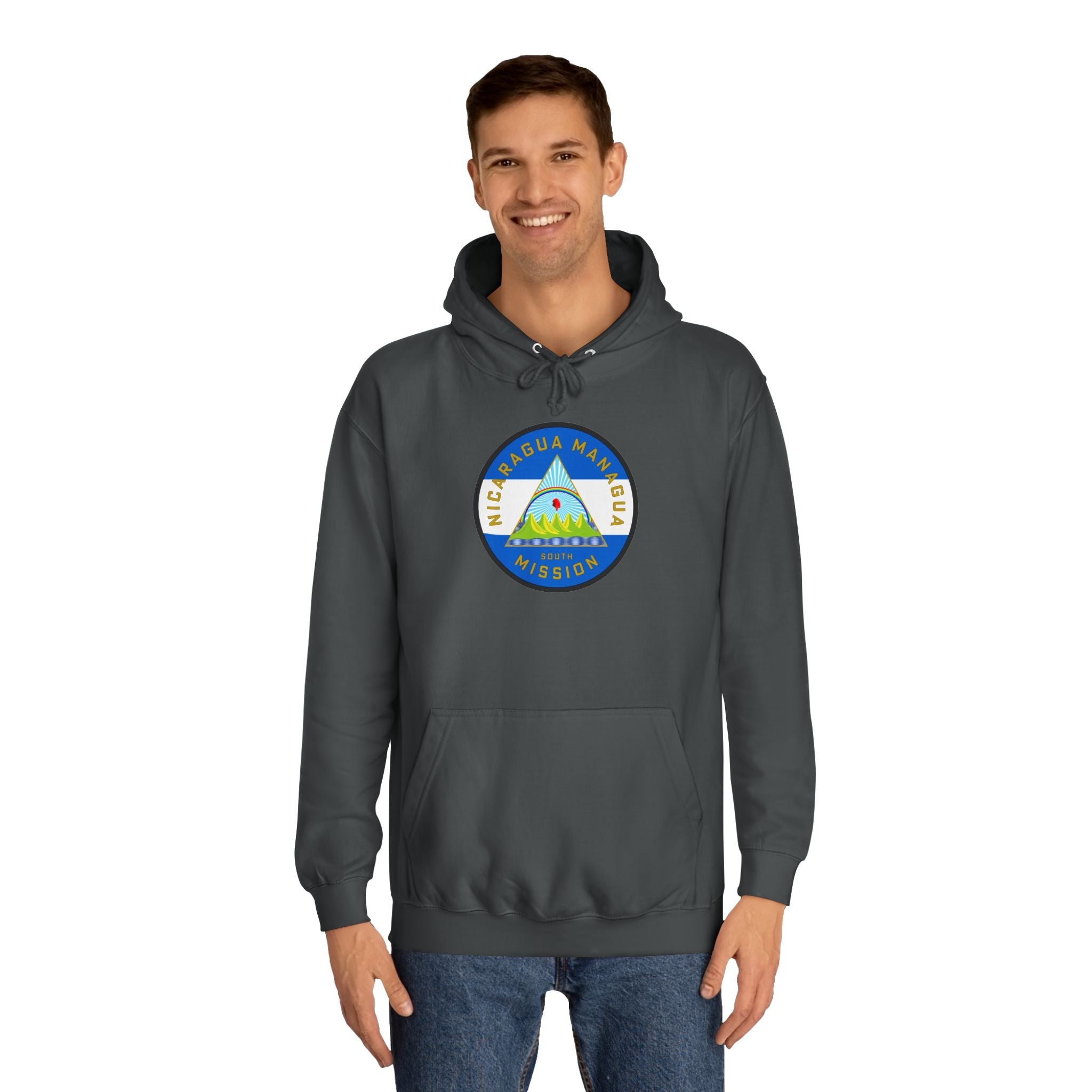 Nicaragua Managua South Mission Flag Logo (White Border) College Hoodie - Latter-Day Saint LDS Missionary Gift - Book of Mormon