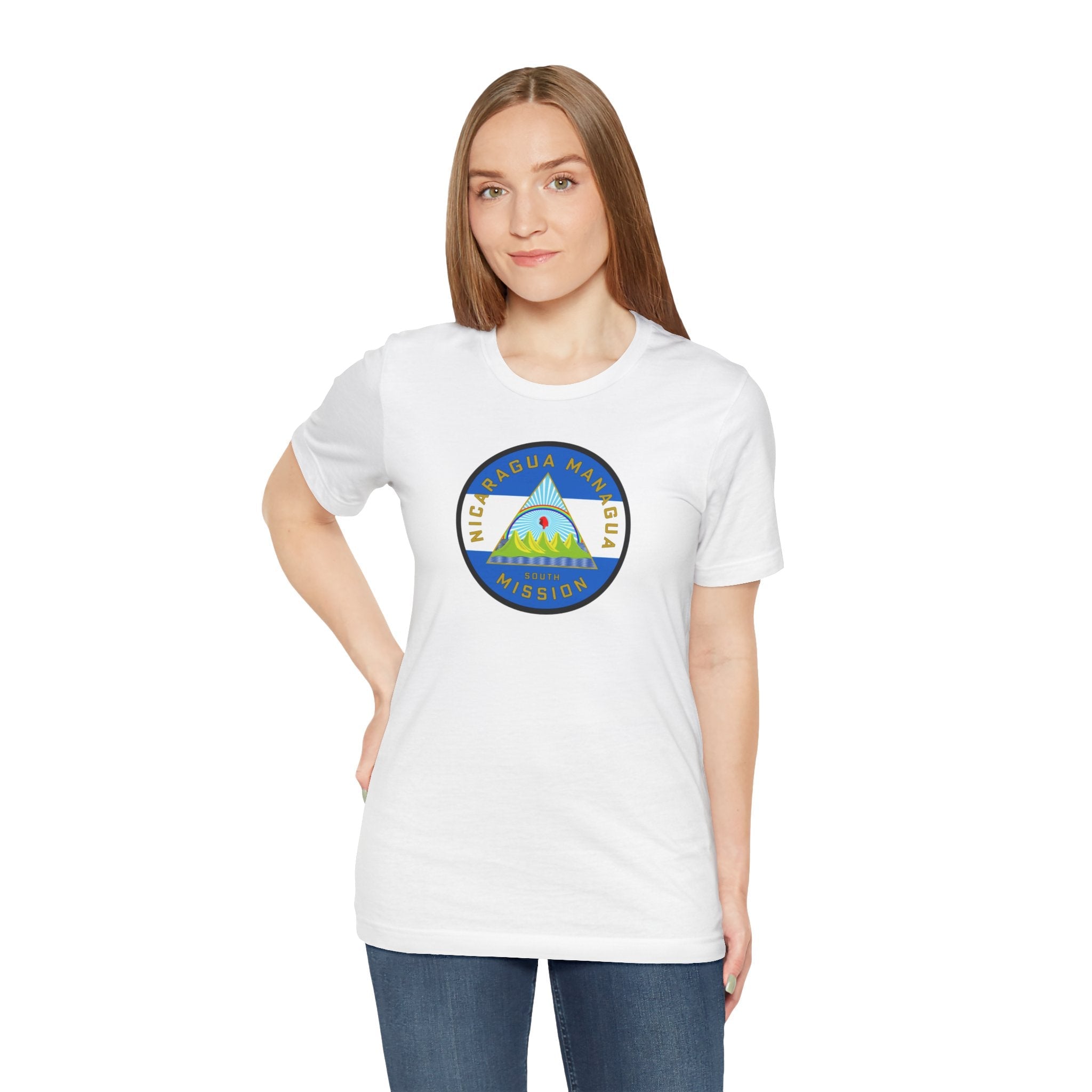 Nicaragua Managua South Mission Flag Logo (White Border) T-shirt - Latter-Day Saint LDS Missionary Gift - Book of Mormon