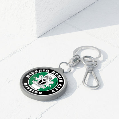Nigeria Benin City Mission Circle Flag Key Tag - Latter-Day Saint LDS Missionary Gift - Book of Mormon