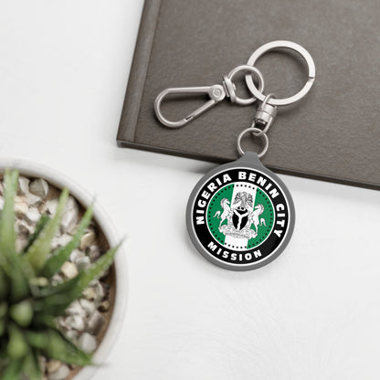 Nigeria Benin City Mission Circle Flag Key Tag - Latter-Day Saint LDS Missionary Gift - Book of Mormon