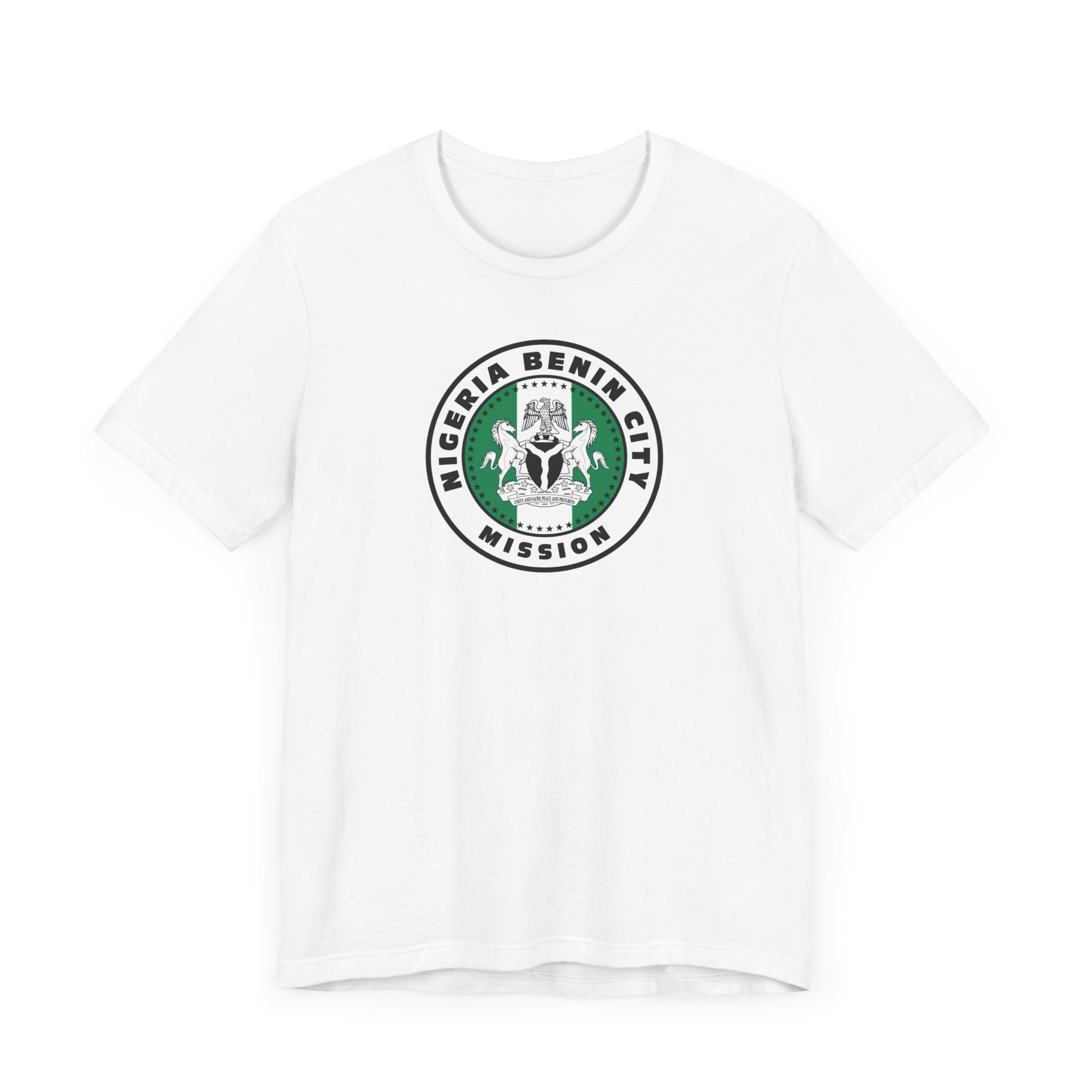 Nigeria Benin City Mission Flag Logo (White Border) T-shirt - Latter-Day Saint LDS Missionary Gift - Book of Mormon