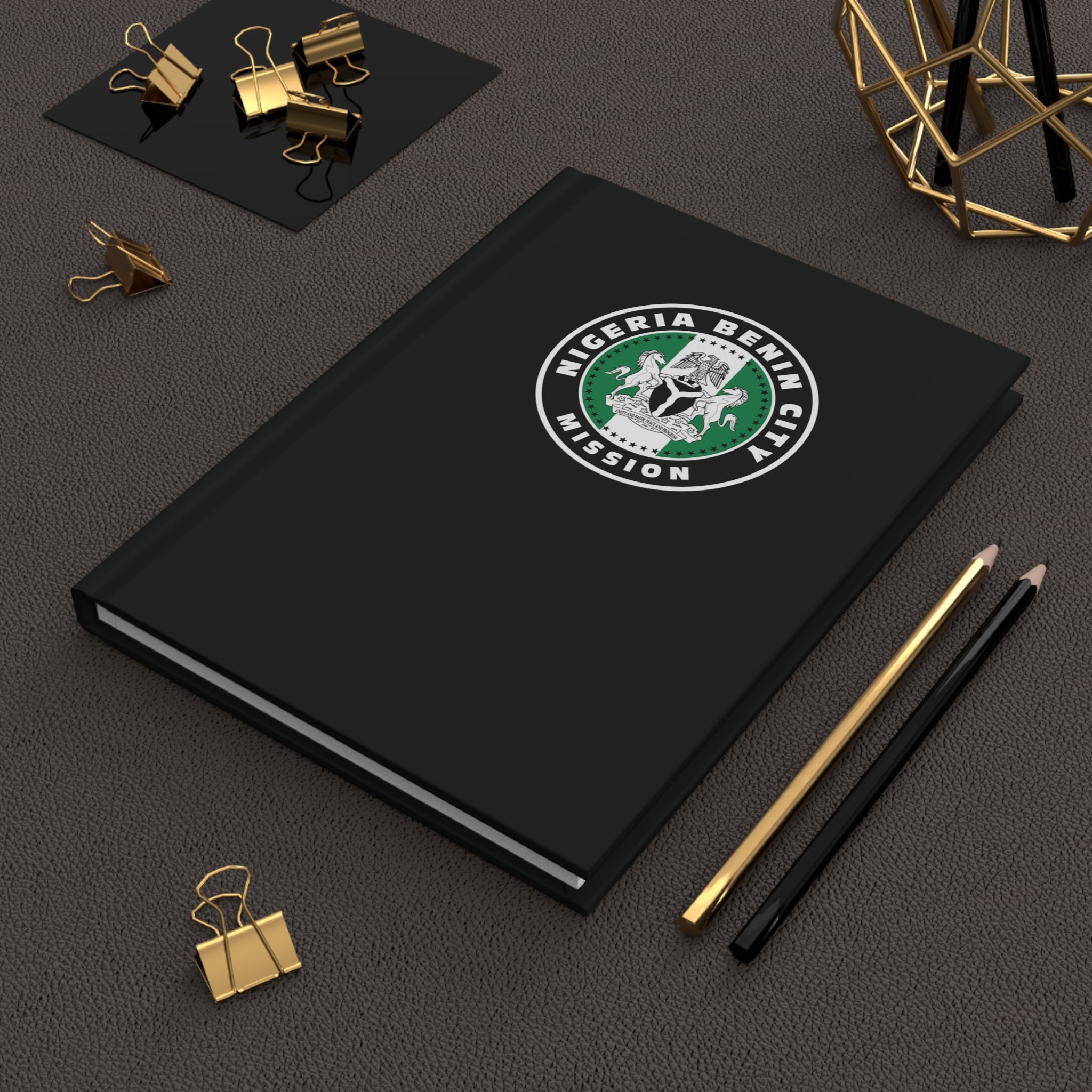 Nigeria Benin City Mission Logo Design Black Hardcover Journal Matte - Latter-Day Saint LDS Missionary Gift - Book of Mormon