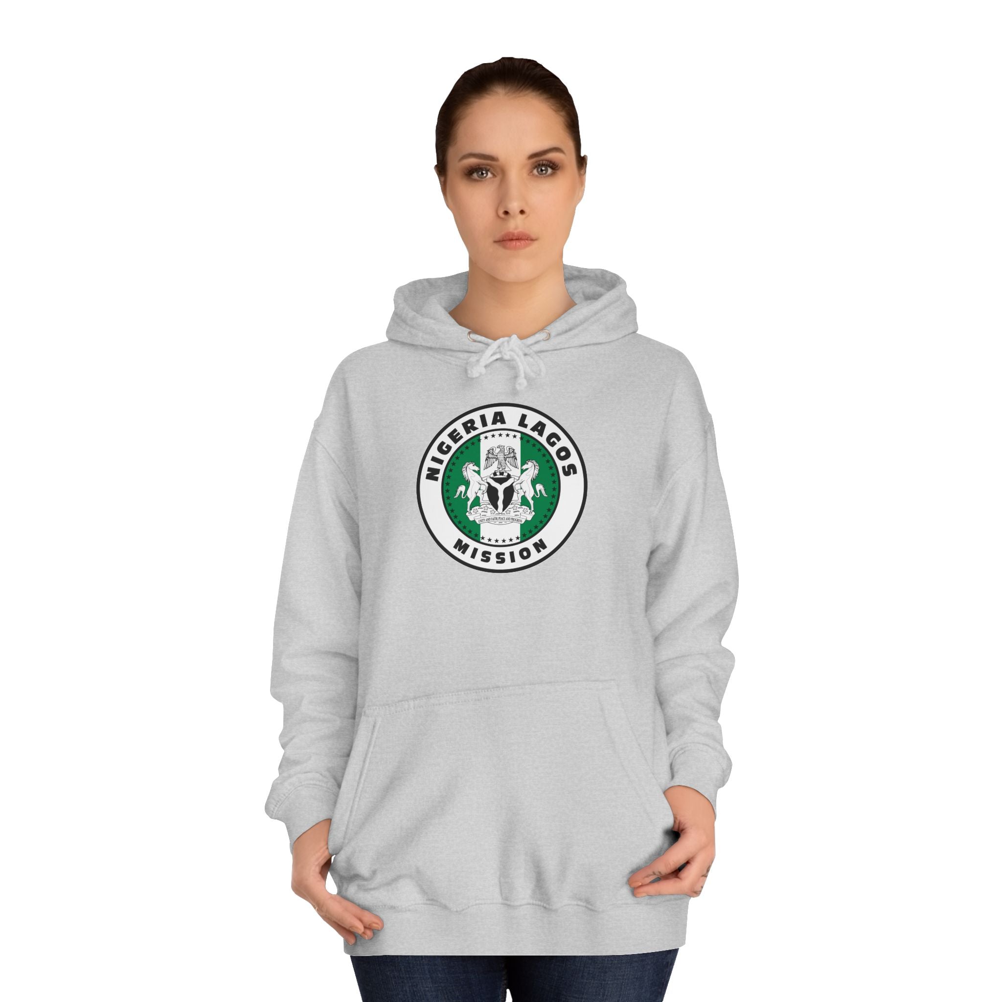 Nigeria Lagos Mission Flag Logo (White Border) College Hoodie - Latter-Day Saint LDS Missionary Gift - Book of Mormon