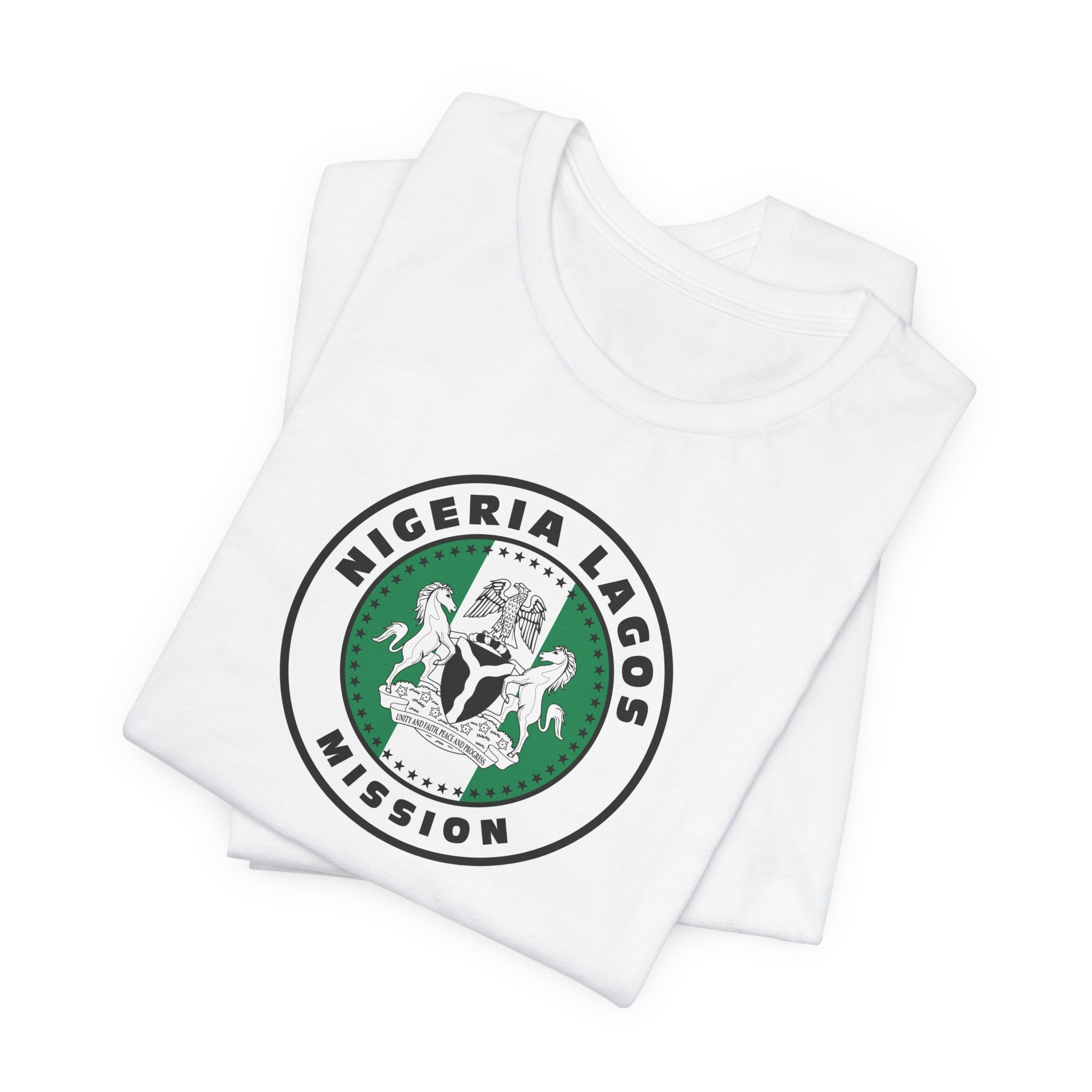 Nigeria Lagos Mission Flag Logo (White Border) T-shirt - Latter-Day Saint LDS Missionary Gift - Book of Mormon