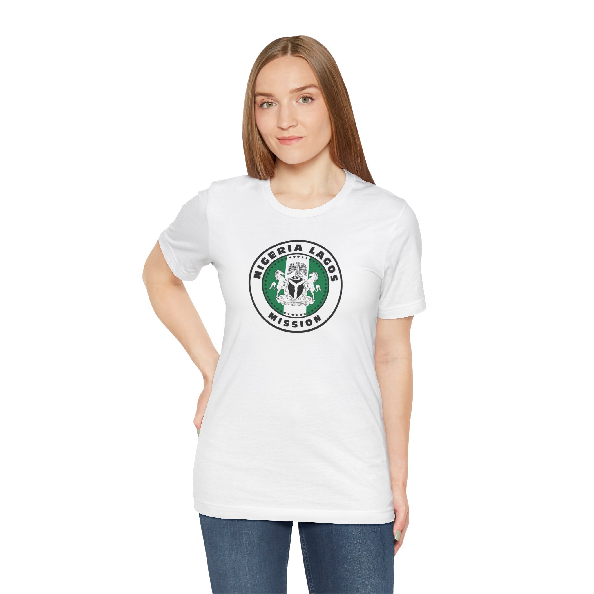 Nigeria Lagos Mission Flag Logo (White Border) T-shirt - Latter-Day Saint LDS Missionary Gift - Book of Mormon
