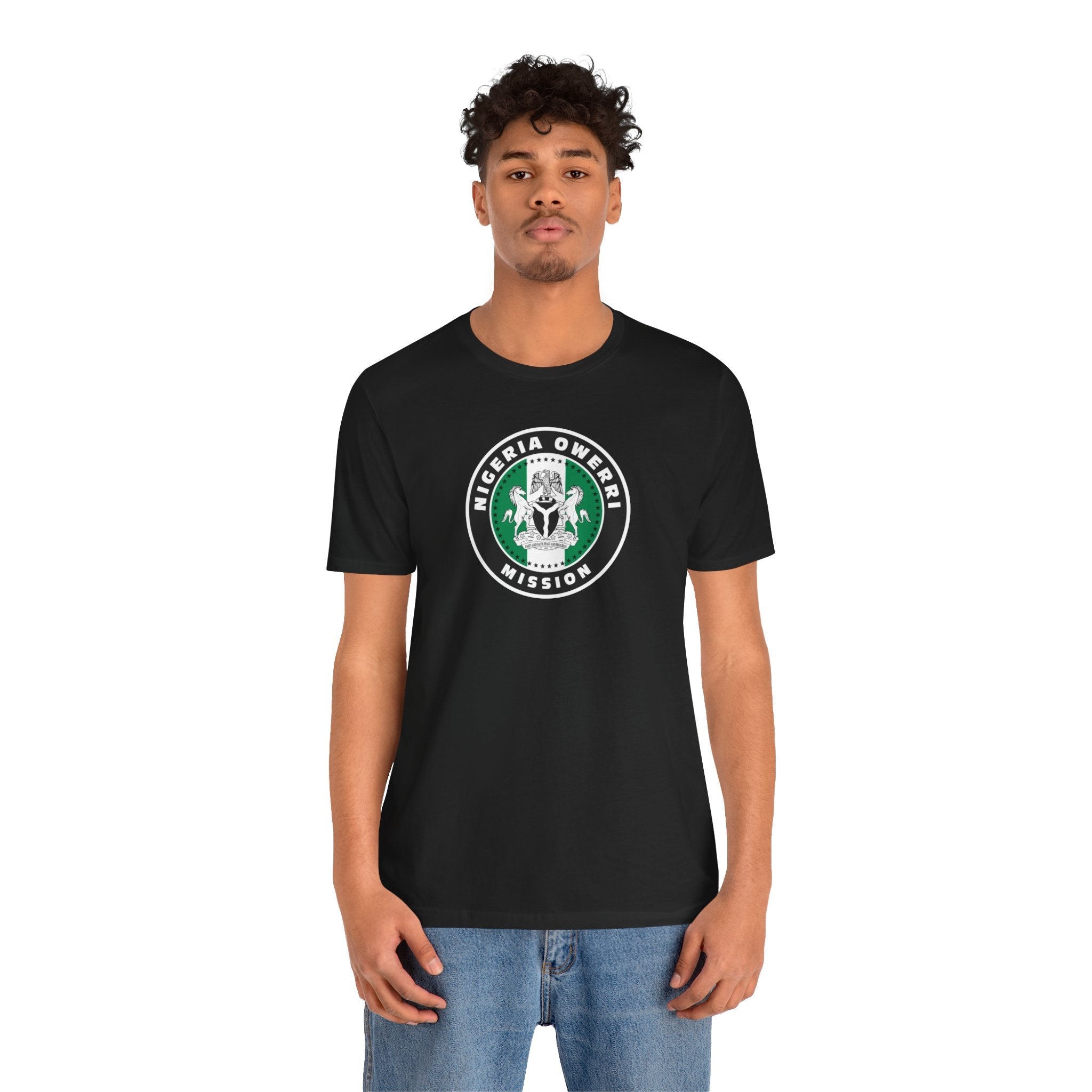 Nigeria Owerri Mission Flag Logo (Black Border) T-shirt - Latter-Day Saint LDS Missionary Gift - Book of Mormon