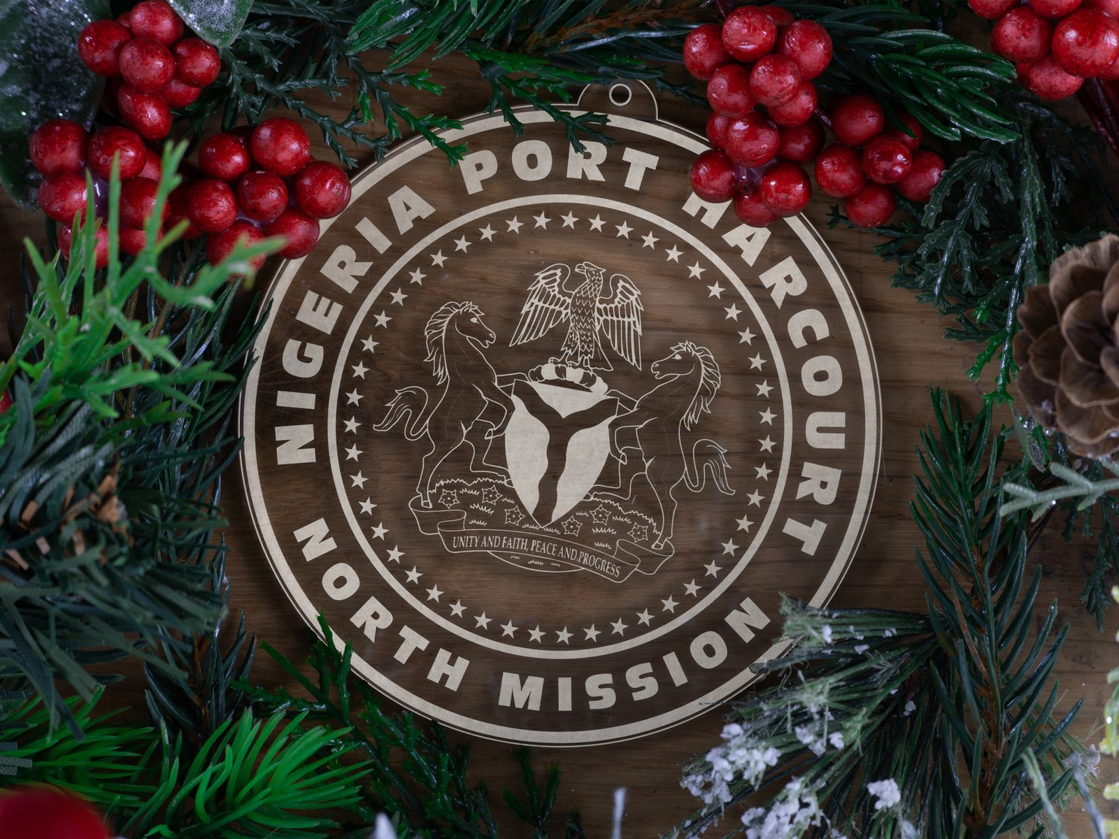LDS Nigeria Port Harcourt North Mission Christmas Ornament with Christmas Decorations