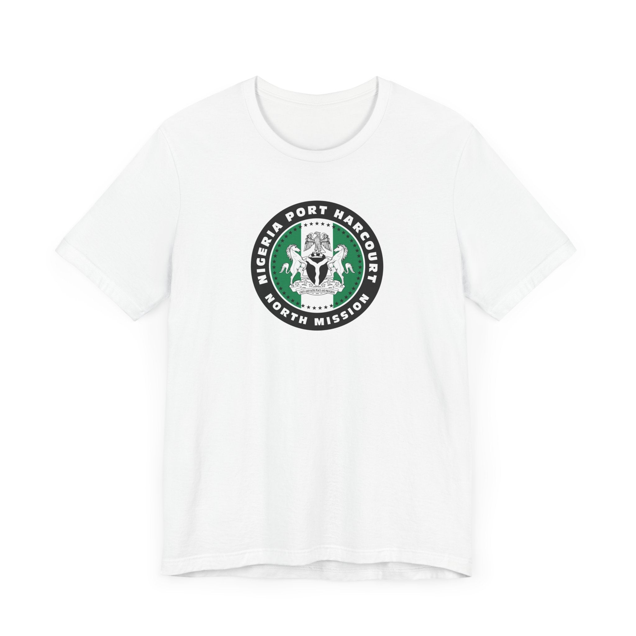 Nigeria Port Harcourt North Mission Flag Logo (Black Border) T-shirt - Latter-Day Saint LDS Missionary Gift - Book of Mormon