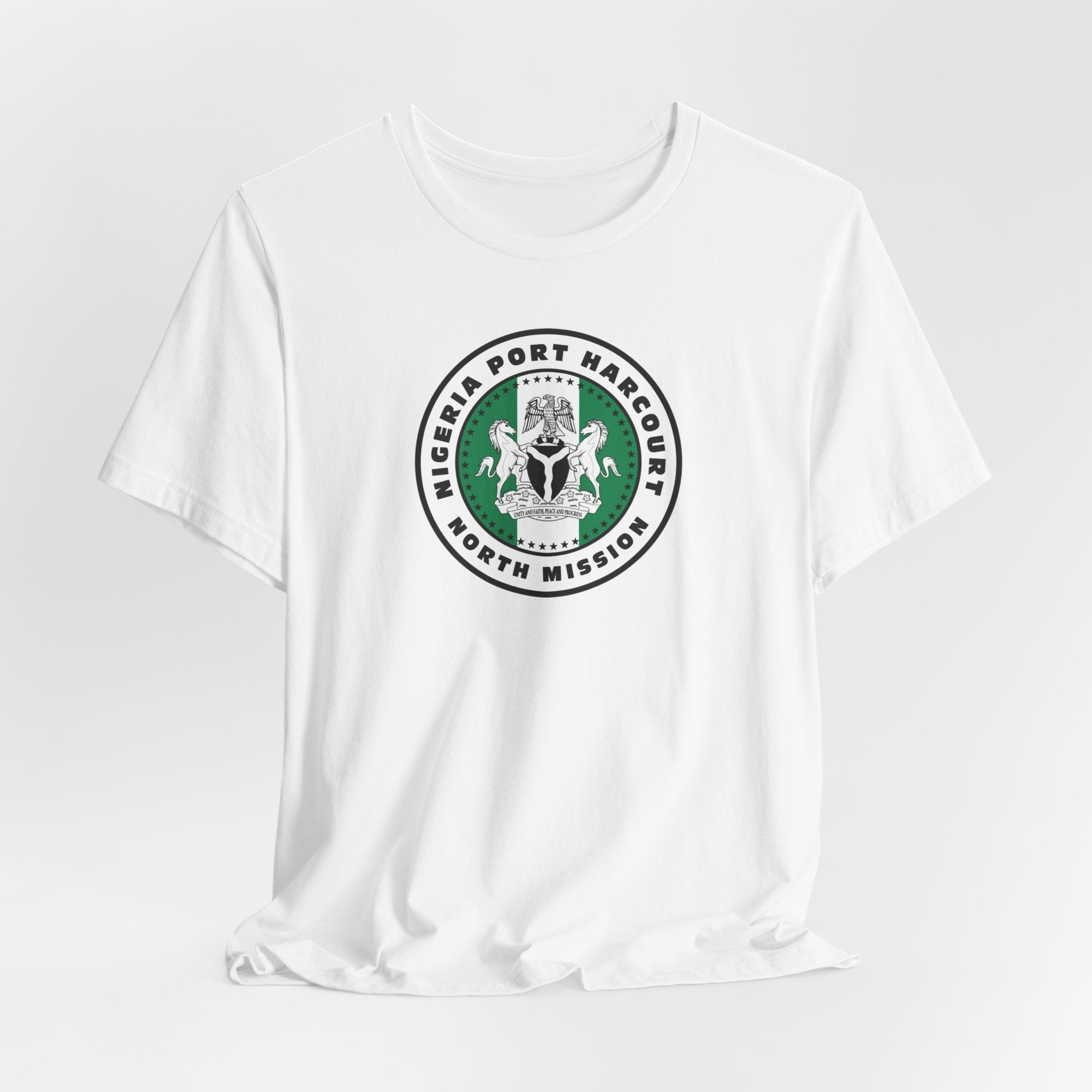 Nigeria Port Harcourt North Mission Flag Logo (White Border) T-shirt - Latter-Day Saint LDS Missionary Gift - Book of Mormon