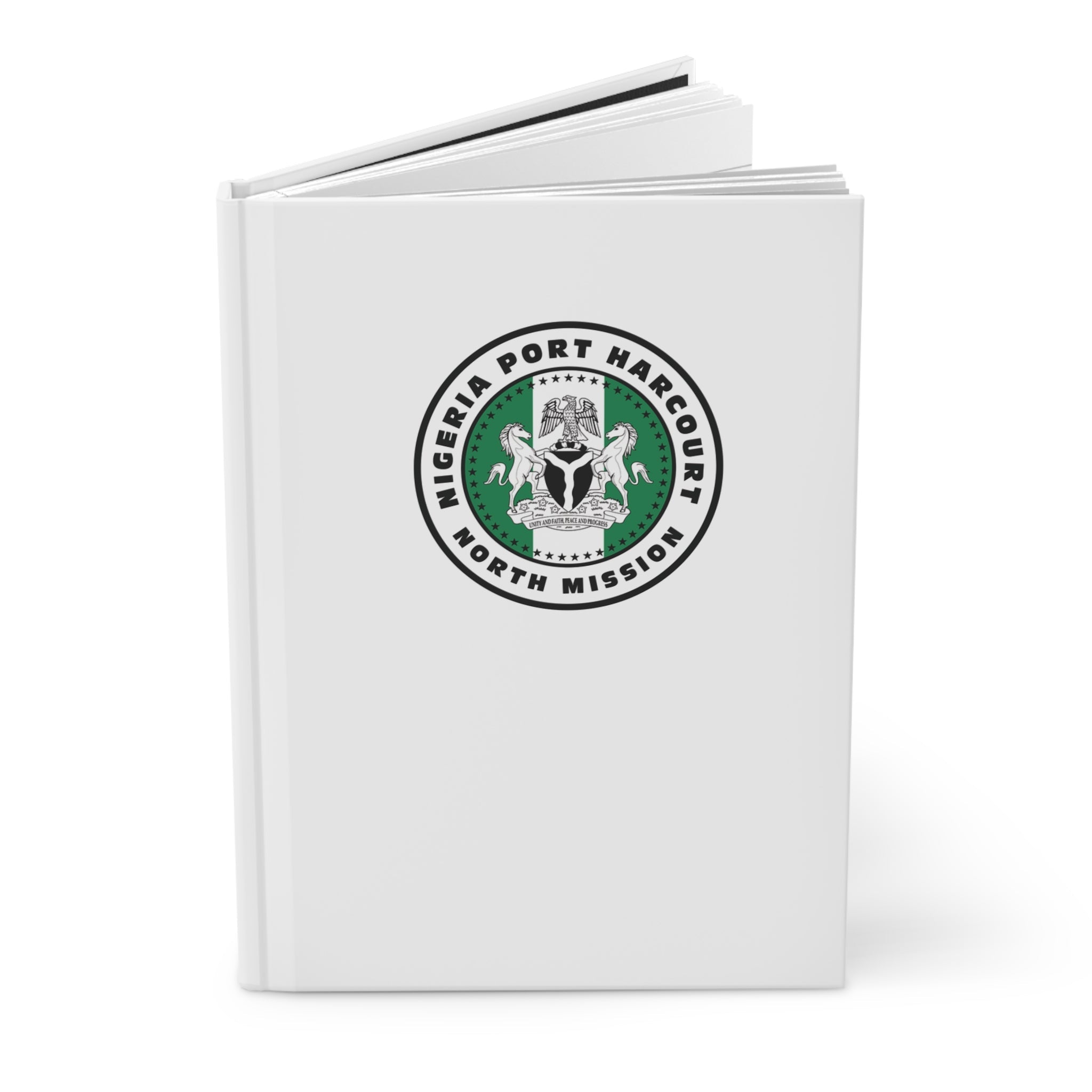 Nigeria Port Harcourt North Mission Logo Design White Hardcover Journal Matte - Latter-Day Saint LDS Missionary Gift - Book of Mormon