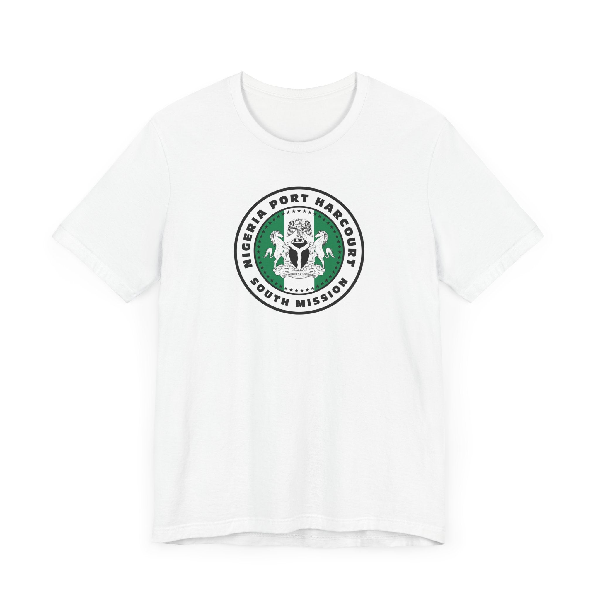 Nigeria Port Harcourt South Mission Flag Logo (White Border) T-shirt - Latter-Day Saint LDS Missionary Gift - Book of Mormon