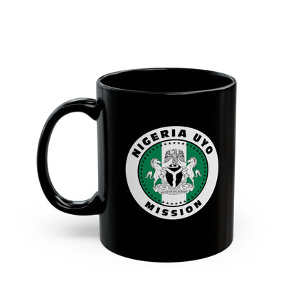 Nigeria Uyo Mission Circular Flag Black Ceramic Mug - Latter-Day Saint LDS Missionary Gift - Book of Mormon