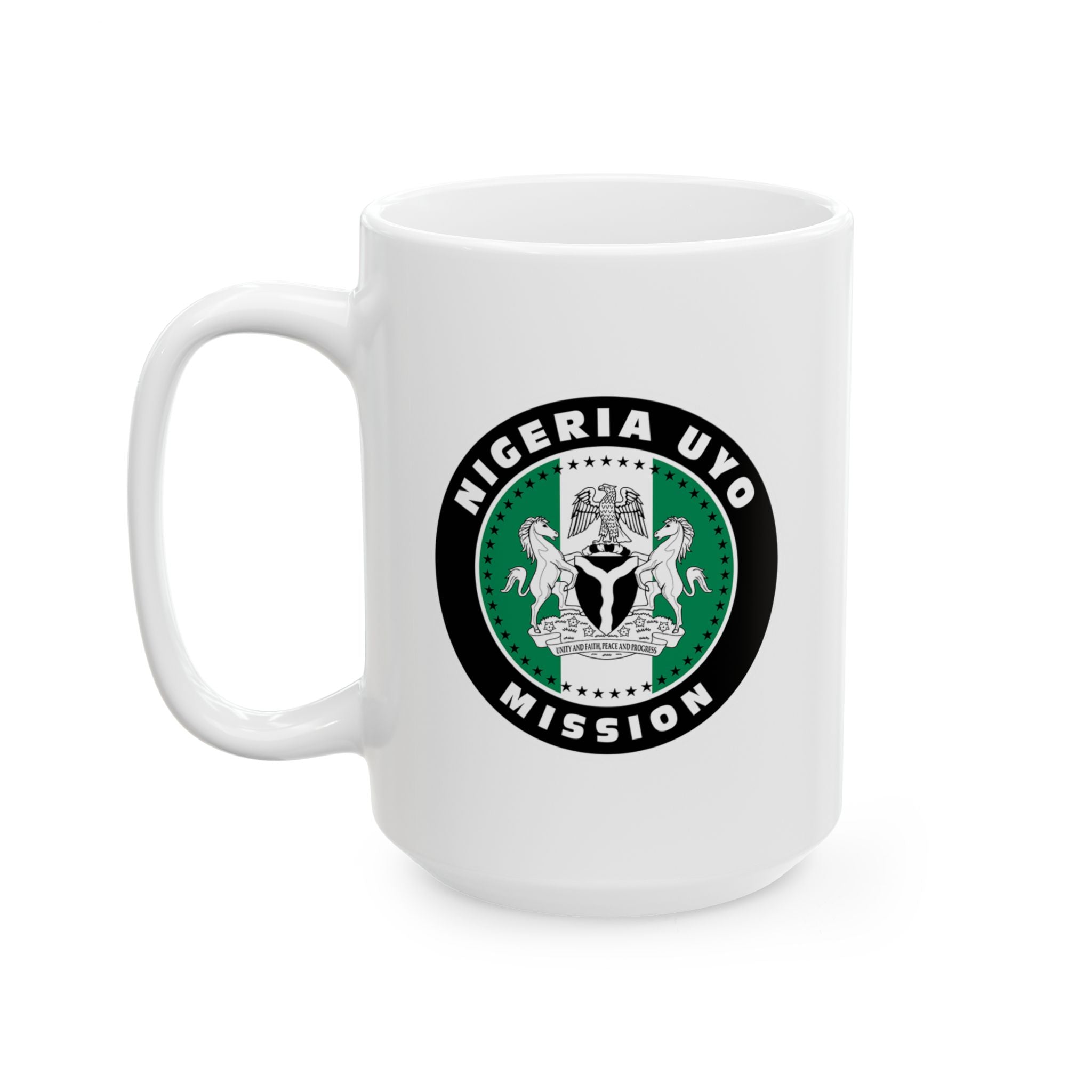 Nigeria Uyo Mission Circular Flag White Ceramic Mug - Latter-Day Saint LDS Missionary Gift - Book of Mormon