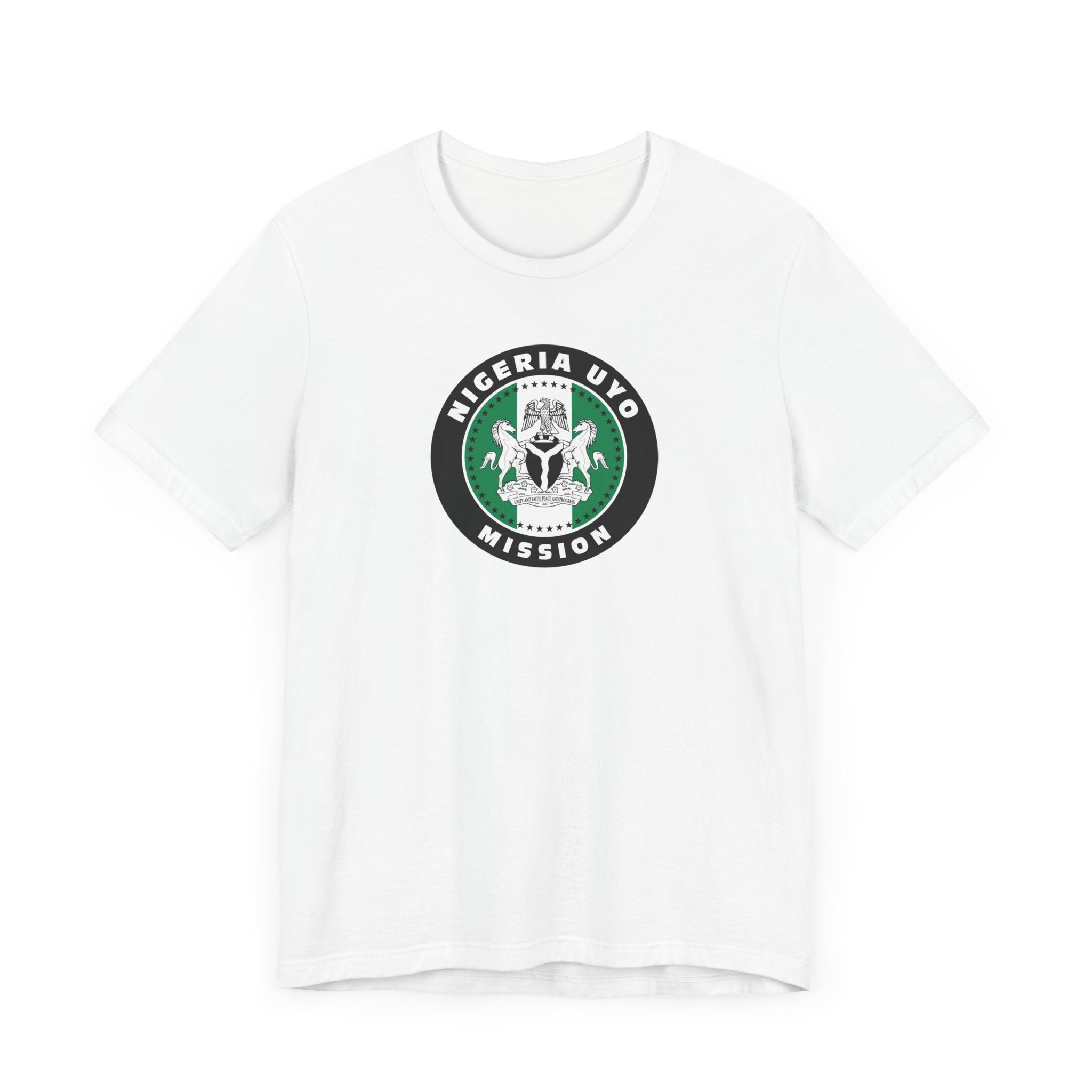 Nigeria Uyo Mission Flag Logo (Black Border) T-shirt - Latter-Day Saint LDS Missionary Gift - Book of Mormon