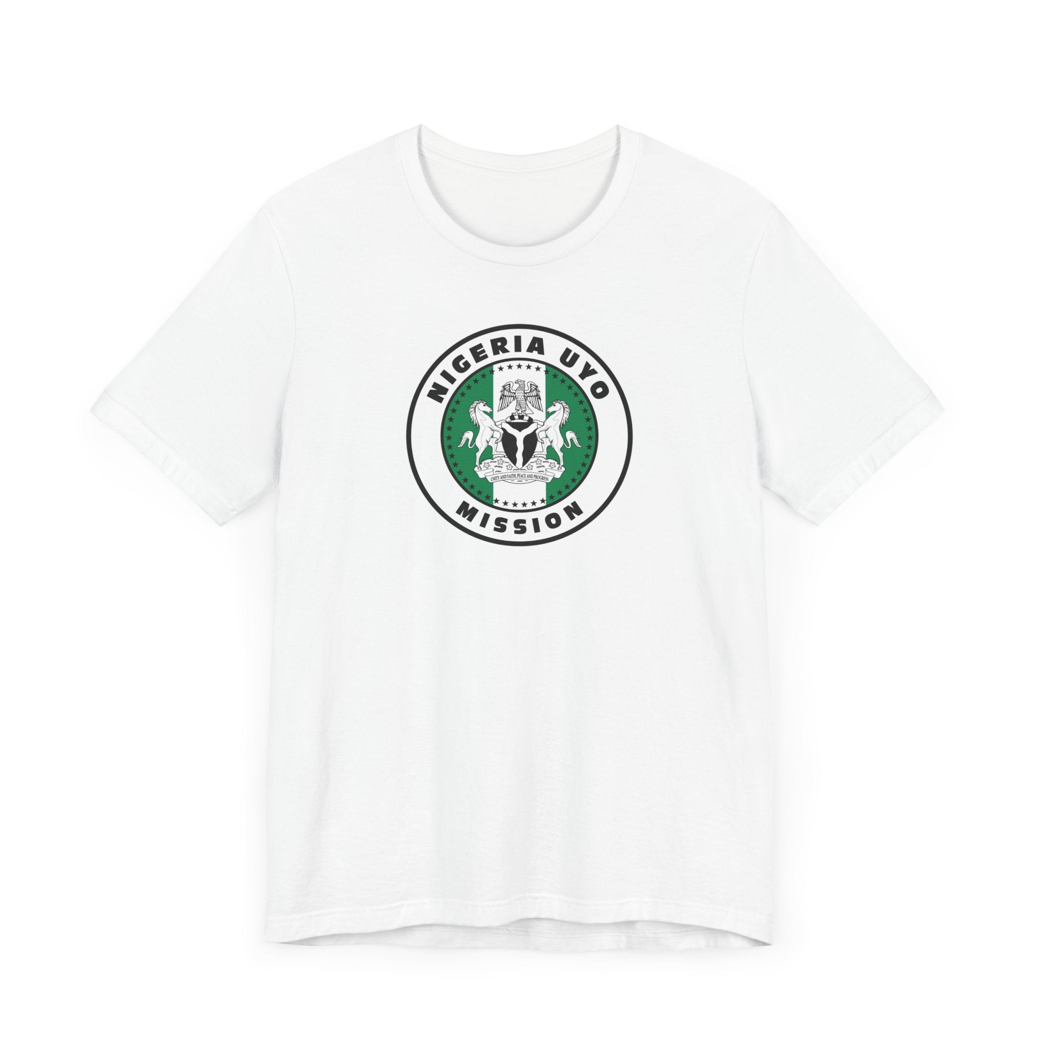 Nigeria Uyo Mission Flag Logo (White Border) T-shirt - Latter-Day Saint LDS Missionary Gift - Book of Mormon