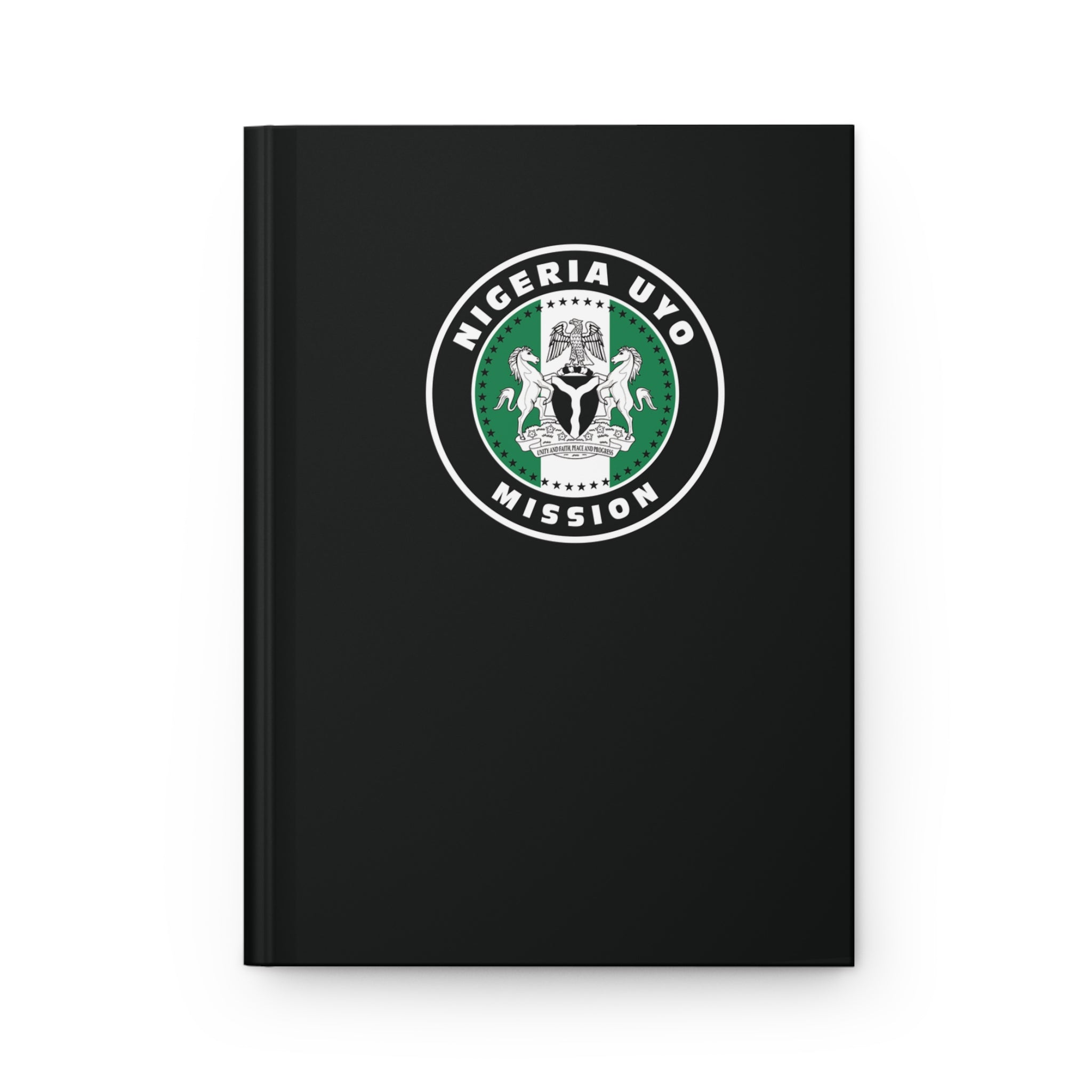 Nigeria Uyo Mission Logo Design Black Hardcover Journal Matte - Latter-Day Saint LDS Missionary Gift - Book of Mormon