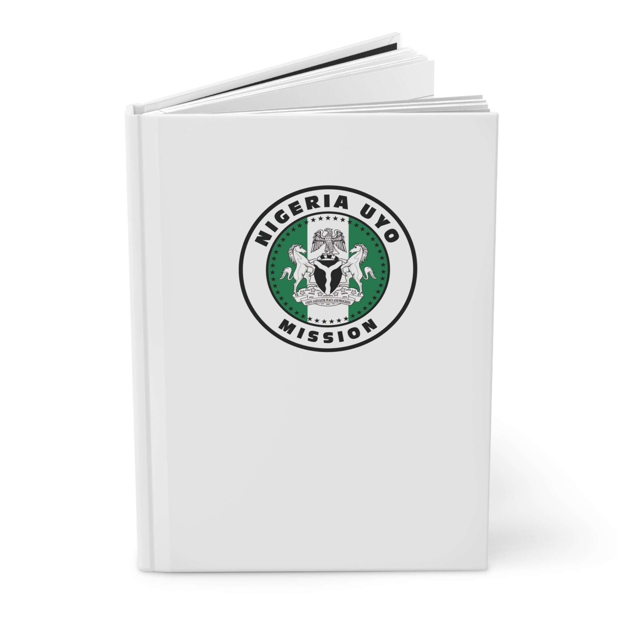 Nigeria Uyo Mission Logo Design White Hardcover Journal Matte - Latter-Day Saint LDS Missionary Gift - Book of Mormon