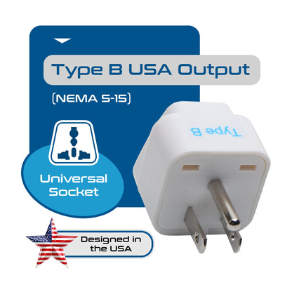 USA, Canada Travel Adapter - Type B - 3 Pack (GP-5)