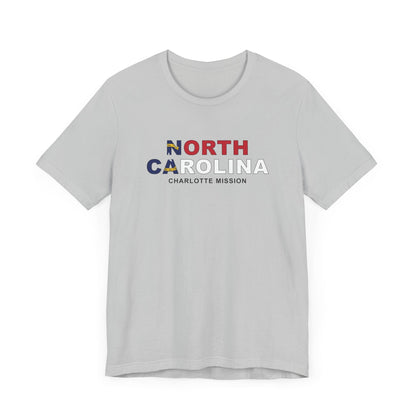 North Carolina Charlotte Mission Flag Title T-shirt - Latter-Day Saint LDS Missionary Gift - Book of Mormon