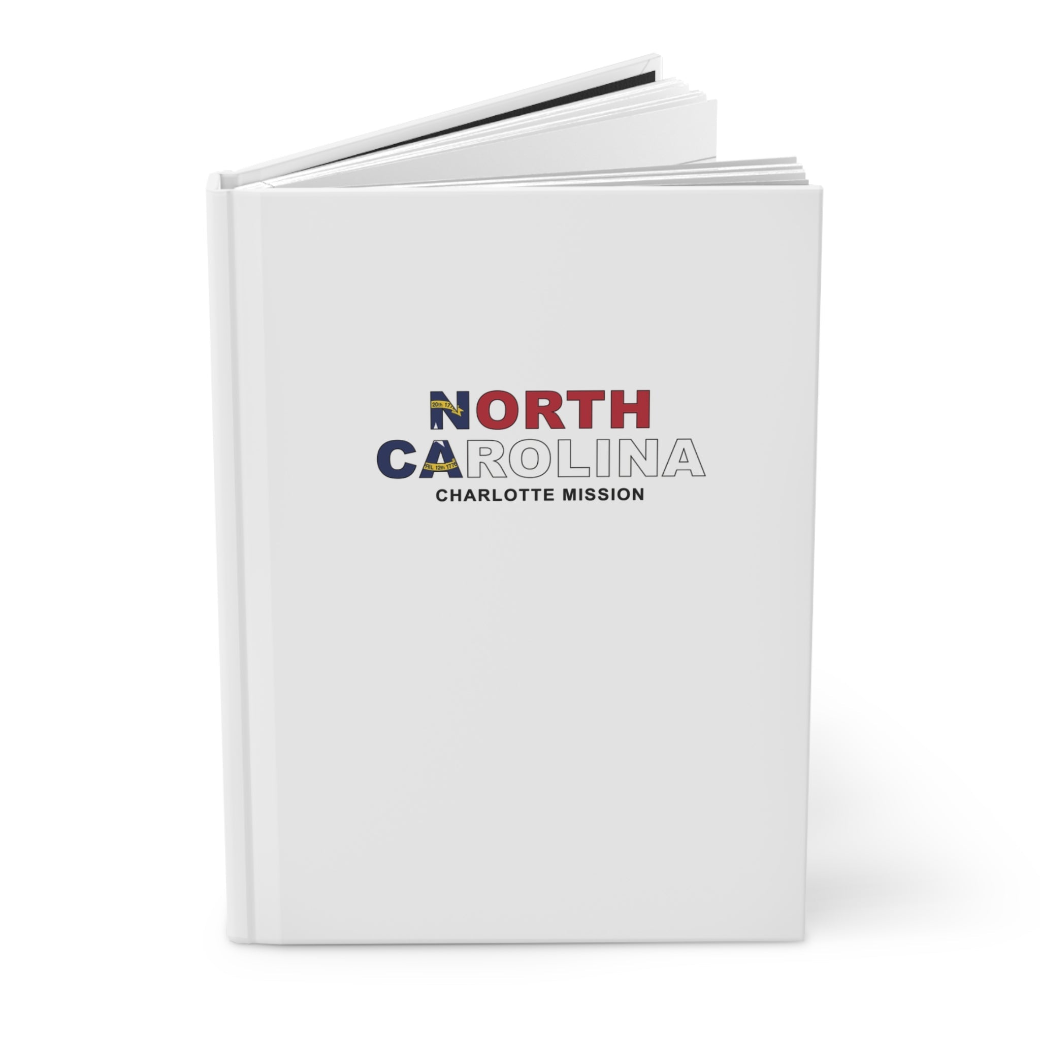 North Carolina Charlotte Mission Flag Title White Hardcover Journal Matte - Latter-Day Saint LDS Missionary Gift - Book of Mormon