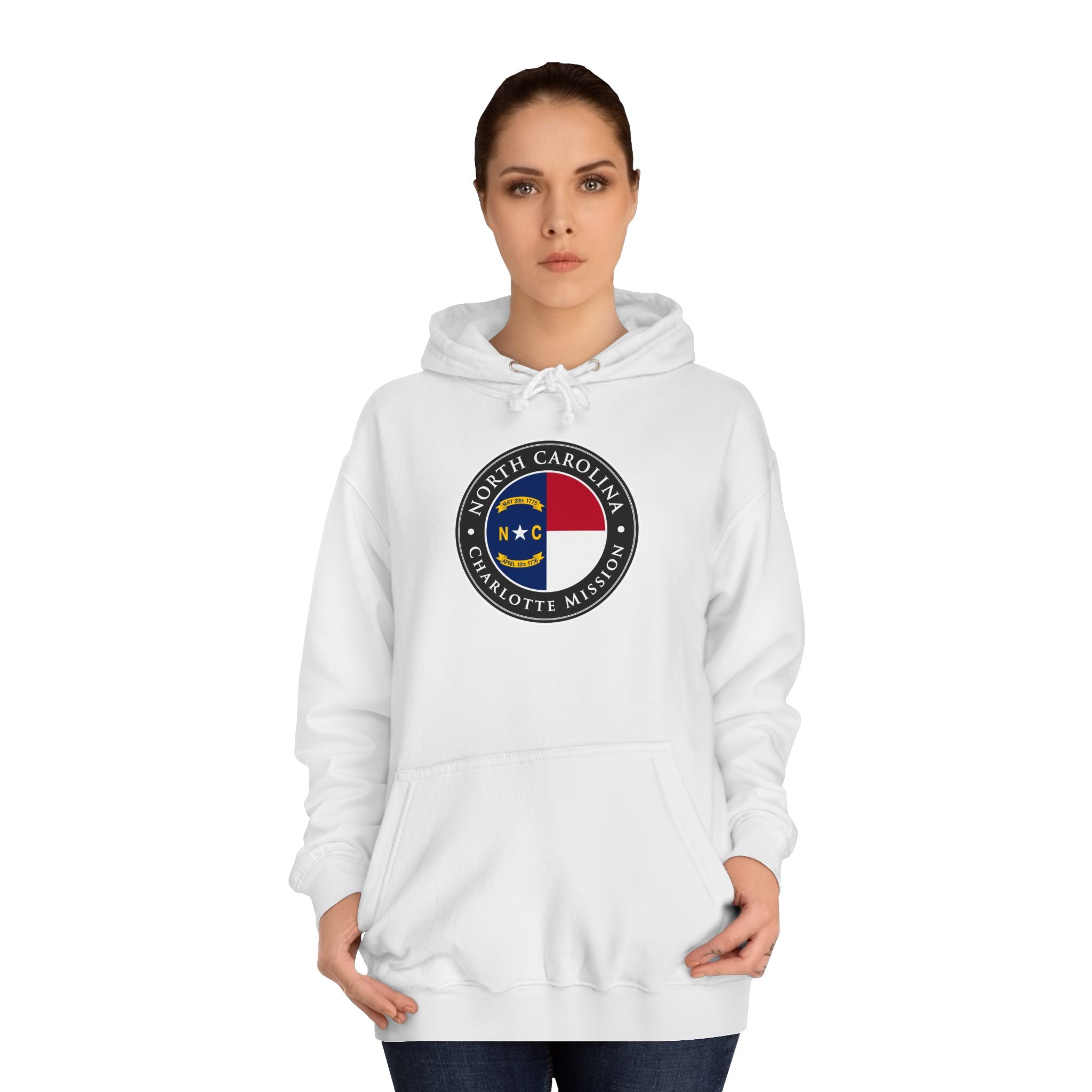 North Carolina Charlotte Mission State Flag Logo (Black Border) College Hoodie