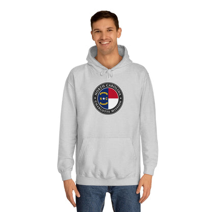 North Carolina Charlotte Mission State Flag Logo (Black Border) College Hoodie