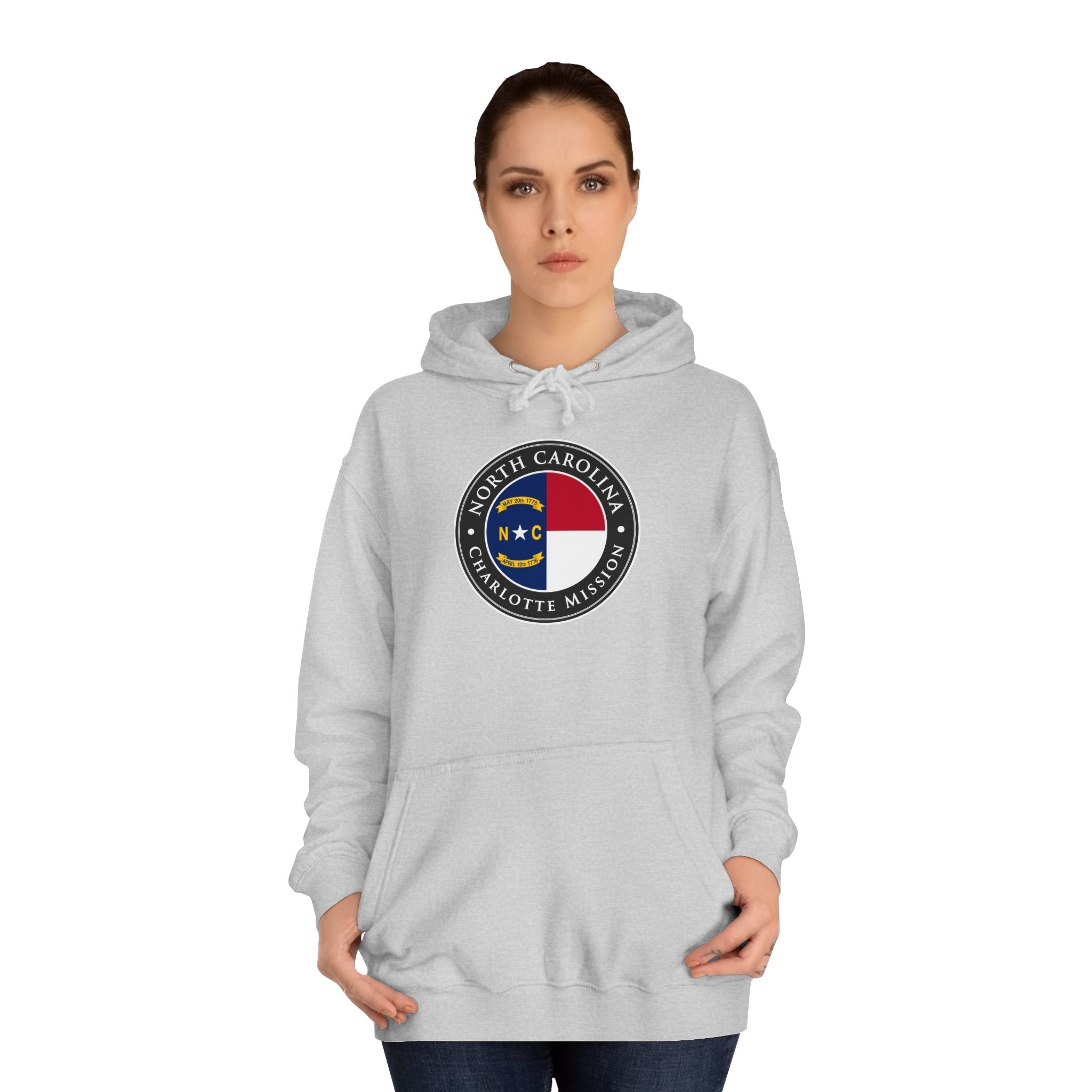 North Carolina Charlotte Mission State Flag Logo (Black Border) College Hoodie