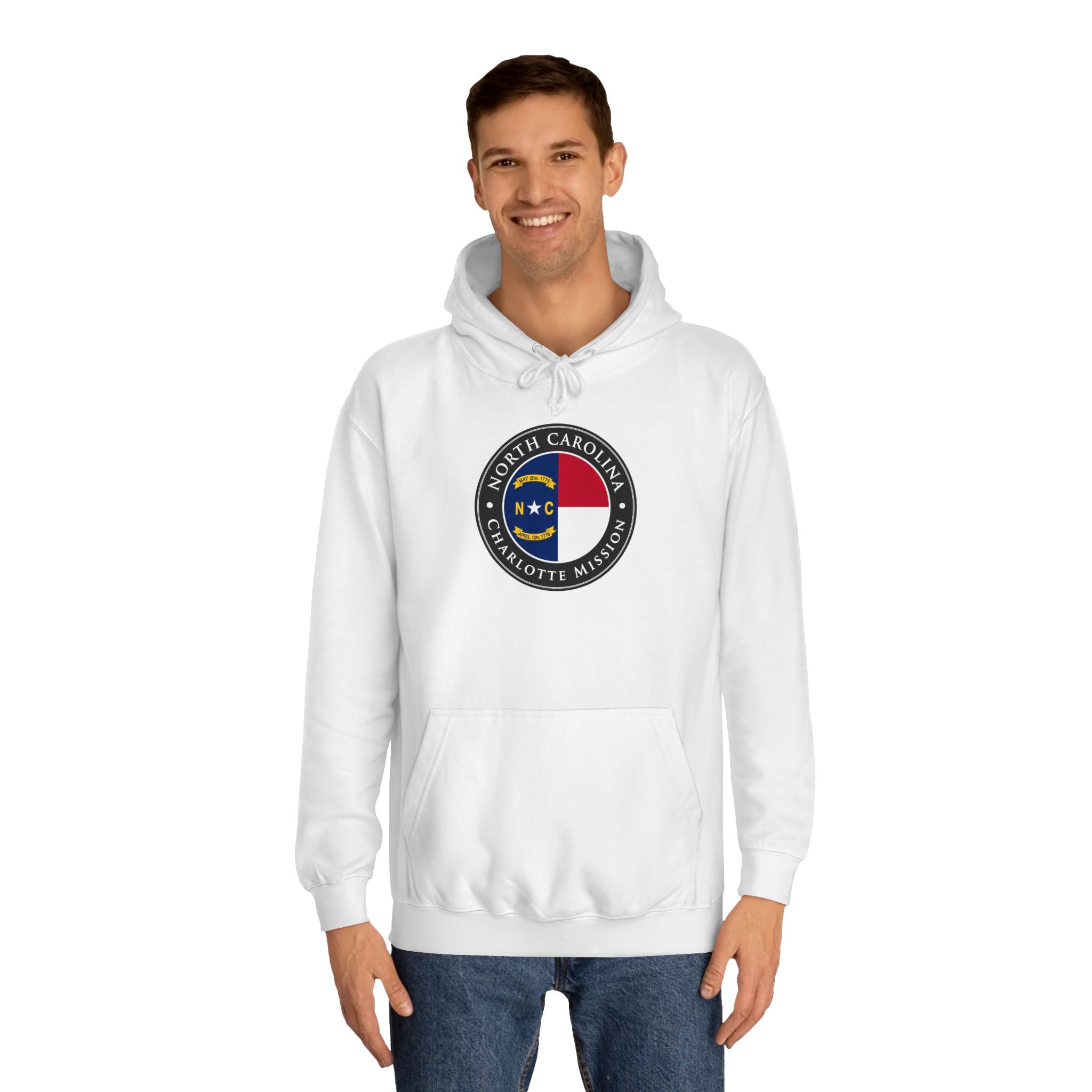 North Carolina Charlotte Mission State Flag Logo (Black Border) College Hoodie