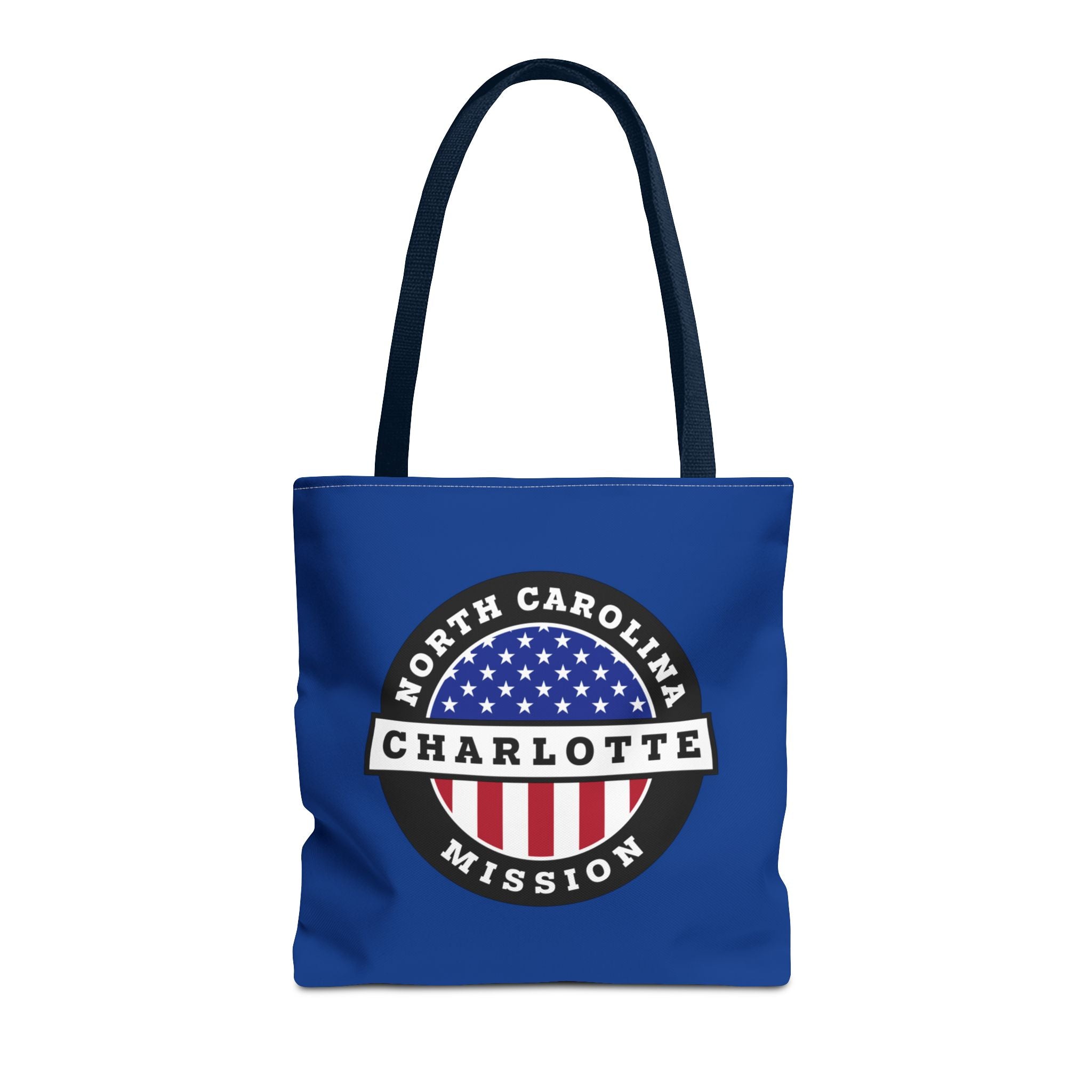 North Carolina Charlotte Mission USA Flag Logo Tote Bag Blue - Latter-Day Saint LDS Missionary Gift - Book of Mormon