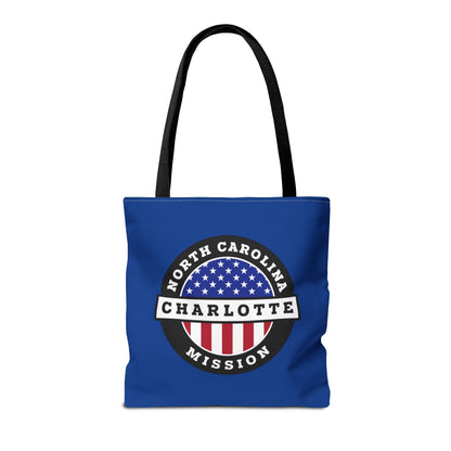 North Carolina Charlotte Mission USA Flag Logo Tote Bag Blue - Latter-Day Saint LDS Missionary Gift - Book of Mormon