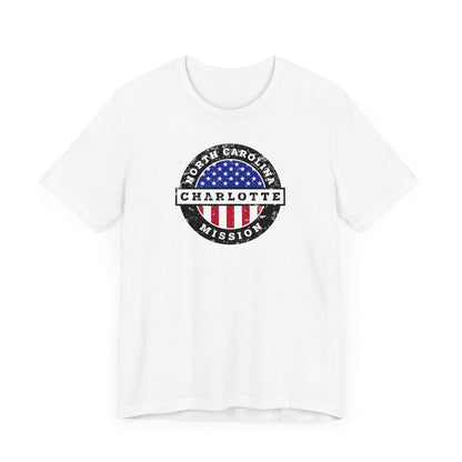 North Carolina Charlotte Mission Vintage Circular USA Flag T-Shirt - Mission Wishlist - LDS Missionary Gift Store