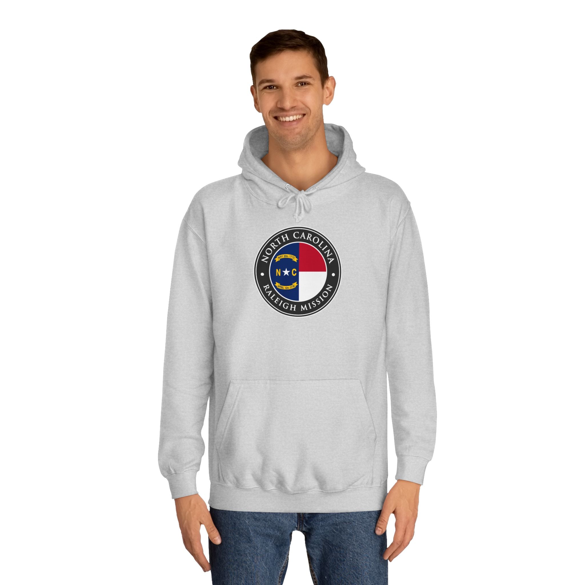 North Carolina Raleigh Mission State Flag Logo (Black Border) College Hoodie