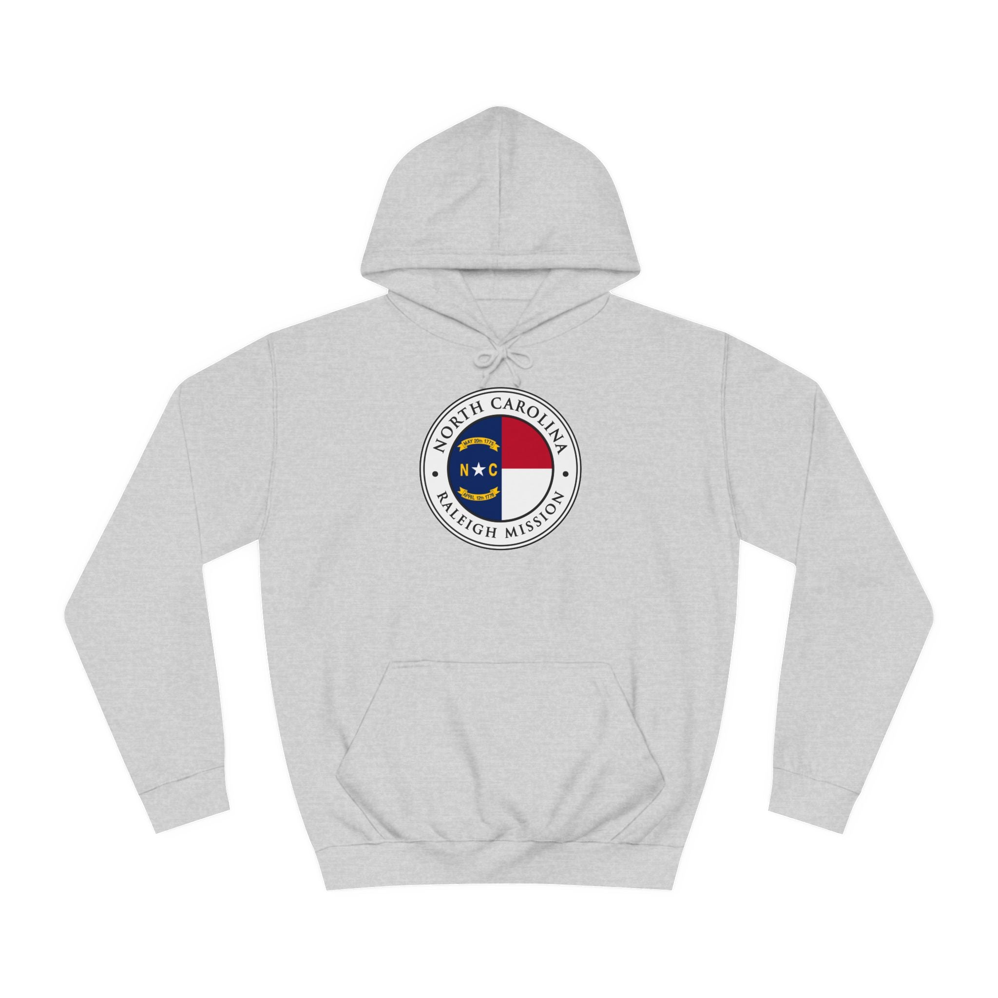 North Carolina Raleigh Mission State Flag Logo (White Border) College Hoodie