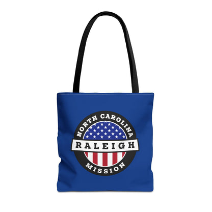 North Carolina Raleigh Mission USA Flag Logo Tote Bag Blue - Latter-Day Saint LDS Missionary Gift - Book of Mormon