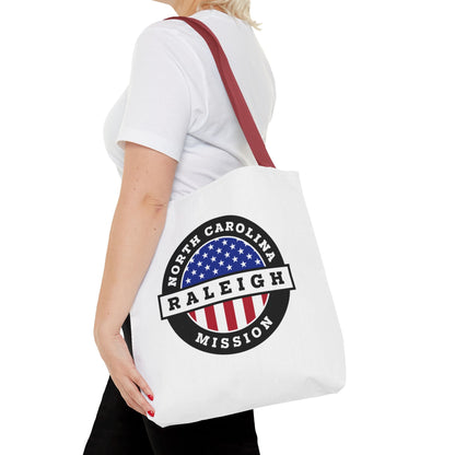 North Carolina Raleigh Mission USA Flag Logo Tote Bag White - Latter-Day Saint LDS Missionary Gift - Book of Mormon