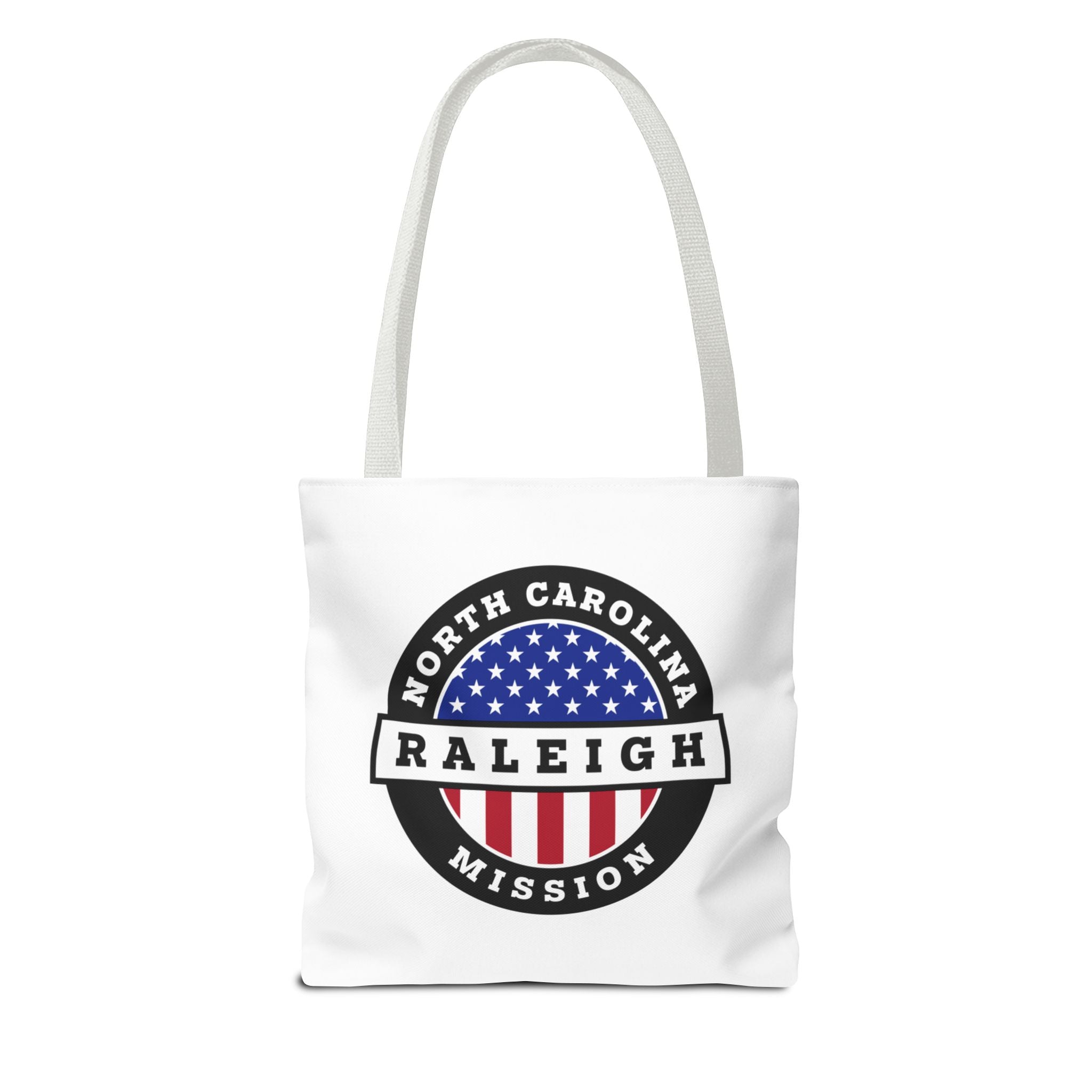 North Carolina Raleigh Mission USA Flag Logo Tote Bag White - Latter-Day Saint LDS Missionary Gift - Book of Mormon